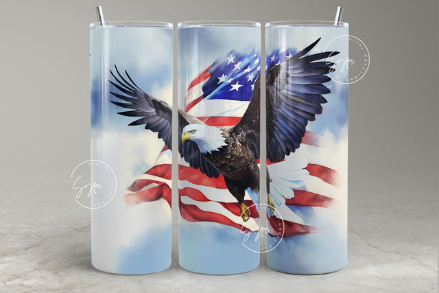 Eagle Tumbler, American flag USA, 4th July, 20oz Skinny Tumbler Seamless Sublimation, Patriotic Tumbler Wrap, Gift for Dad Father Sublimation Syre Digital Creations 