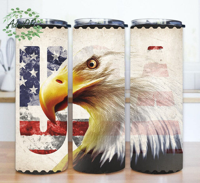 Eagle Tumbler Design, USA Flag 20oz Tumbler Png, Eagle Patriot Tumbler Template, Tumbler With Lid And Straight, Digital Download Sublimation AdriOP 