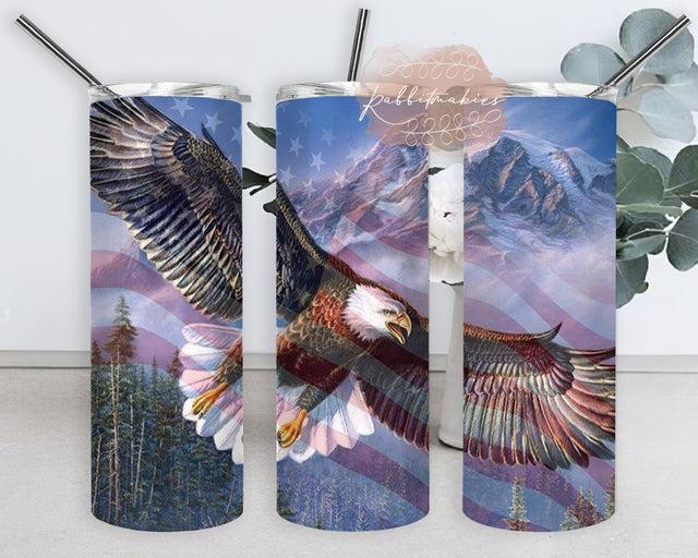 Eagle Tumbler Png, Eagle American Flag 20oz Skinny Tumbler, American Flag Tumbler Wrap, Eagle Patriotic Sublimation Design, Instant Download Sublimation Rabbitmakies 