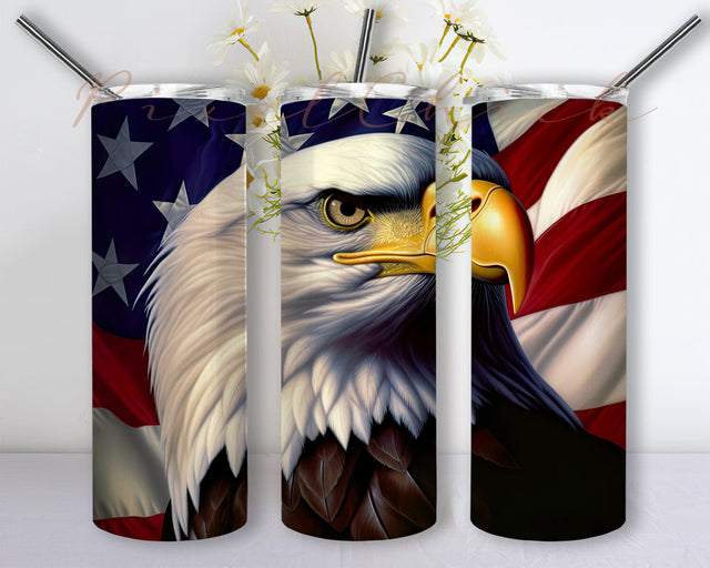 Eagle USA Army Veteran 20oz Skinny Tumbler Png, Soldier Tumbler, Eagle American Flag Tumbler, Memorial Day Png, Patriotic Tumbler, 4th Of July Tumbler Sublimation PixelChick 