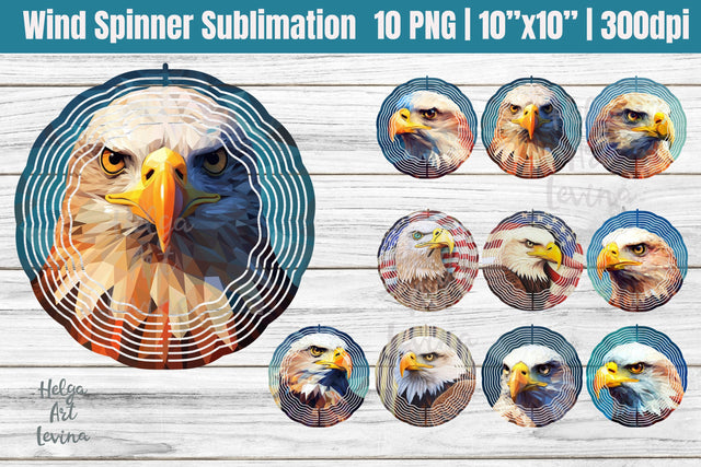 Eagle Wind Spinner Sublimation, Patriotic PNG Sublimation Helga Art 