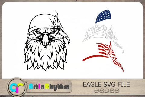 Eagle With Bandana Svg, Eagle Head Svg, 4th of July Svg, Patriotic Svg SVG Artinrhythm shop 