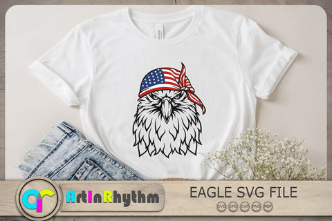 Eagle With Bandana Svg, Eagle Head Svg, 4th of July Svg, Patriotic Svg SVG Artinrhythm shop 