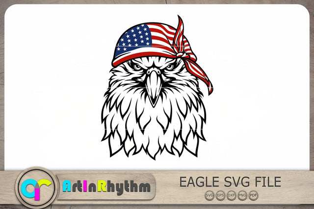 Eagle With Bandana Svg, Eagle Head Svg, 4th of July Svg, Patriotic Svg SVG Artinrhythm shop 