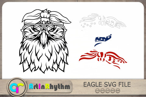 Eagle With Bandana Svg, Eagle with American Flag Svg, Patriotic Svg SVG Artinrhythm shop 