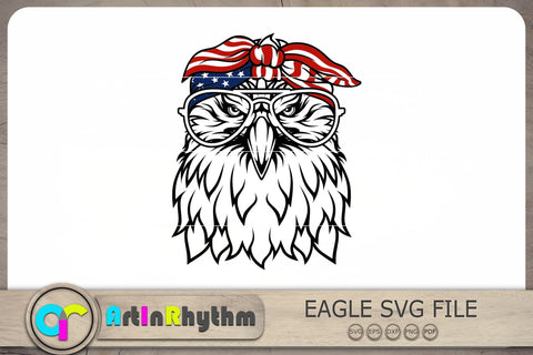 Eagle With Bandana Svg, Eagle with American Flag Svg, Patriotic Svg SVG Artinrhythm shop 