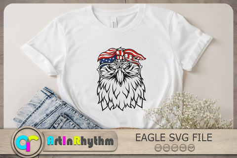 Eagle With Bandana Svg, Eagle with American Flag Svg, Patriotic Svg SVG Artinrhythm shop 