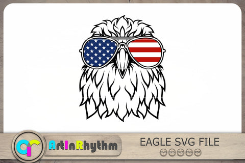 Eagle With Sunglasses Svg, Bald Eagle Svg, Patriotic Svg, USA Flag Svg SVG Artinrhythm shop 