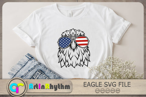 Eagle With Sunglasses Svg, Bald Eagle Svg, Patriotic Svg, USA Flag Svg SVG Artinrhythm shop 