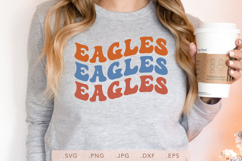 Eagles Groovy Vintage Wavy Design SVG DXF JPG PNG EPS | School Team Spirit | Team Shirt Sublimation SVG Nanda Bayu 
