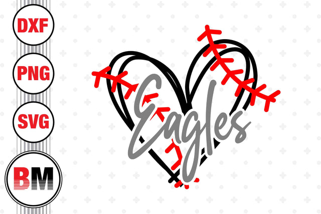 Eagles Heart Baseball SVG, PNG, DXF Files SVG BMDesign 