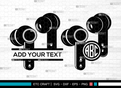 Earphone SVG Monogram, Headphone Svg, Headset Svg, Split Monogram Svg, Earphone Svg SVG ETC Craft 