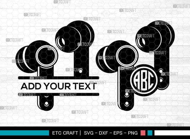 Earphone SVG Monogram, Headphone Svg, Headset Svg, Split Monogram Svg, Earphone Svg SVG ETC Craft 