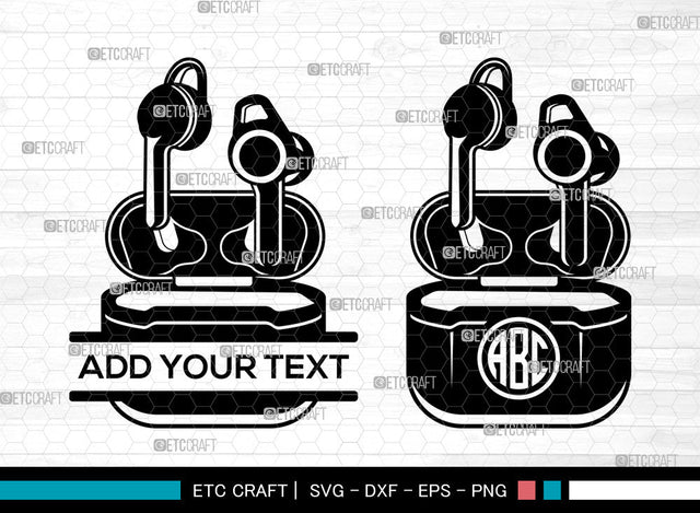 Earphone SVG Monogram, Headphone Svg, Headset Svg, Split Monogram Svg, Earphone Svg SVG ETC Craft 