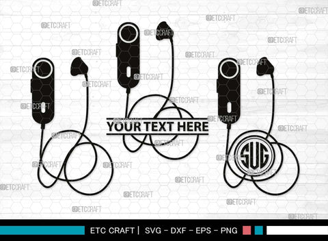 Earphones Monogram, Earphones Silhouette, Earphones SVG, Modern Audio Headset Svg, Headset Svg, Listening Svg, Headphone Svg, SB00493 SVG ETC Craft 