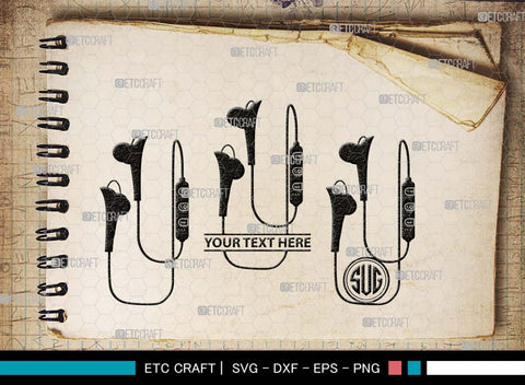 Earphones Monogram, Earphones Silhouette, Earphones SVG, Modern Audio Headset Svg, Headset Svg, Listening Svg, Headphone Svg, SB00493 SVG ETC Craft 