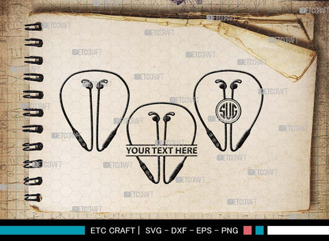 Earphones Monogram, Earphones Silhouette, Earphones SVG, Modern Audio Headset Svg, Headset Svg, Listening Svg, Headphone Svg, SB00493 SVG ETC Craft 