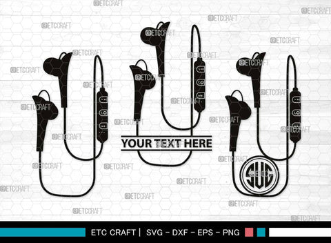 Earphones Monogram, Earphones Silhouette, Earphones SVG, Modern Audio Headset Svg, Headset Svg, Listening Svg, Headphone Svg, SB00493 SVG ETC Craft 