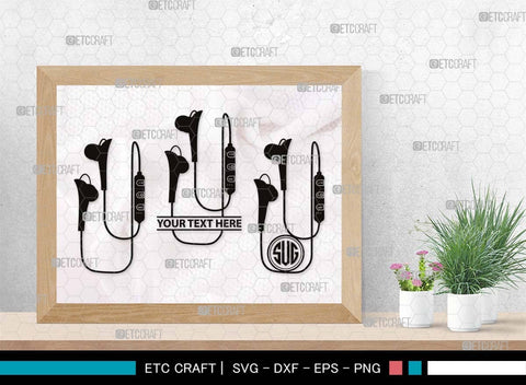 Earphones Monogram, Earphones Silhouette, Earphones SVG, Modern Audio Headset Svg, Headset Svg, Listening Svg, Headphone Svg, SB00493 SVG ETC Craft 