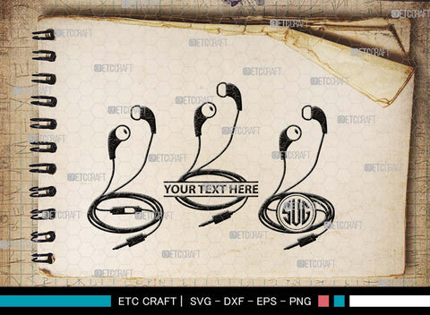 Earphones Monogram, Earphones Silhouette, Earphones SVG, Modern Audio Headset Svg, Headset Svg, Listening Svg, Headphone Svg, SB00493 SVG ETC Craft 