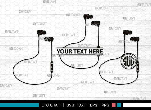Earphones Monogram, Earphones Silhouette, Earphones SVG, Modern Audio Headset Svg, Headset Svg, Listening Svg, Headphone Svg, SB00493 SVG ETC Craft 
