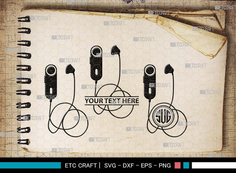 Earphones Monogram, Earphones Silhouette, Earphones SVG, Modern Audio Headset Svg, Headset Svg, Listening Svg, Headphone Svg, SB00493 SVG ETC Craft 