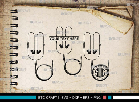 Earphones Monogram, Earphones Silhouette, Earphones SVG, Modern Audio Headset Svg, Headset Svg, Listening Svg, Headphone Svg, SB00493 SVG ETC Craft 