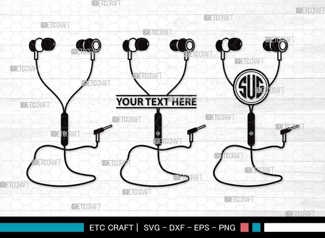 Earphones monogram SVG | Headphone Svg | Music Svg | Headset Svg | Earphones Clipart SVG ETC Craft 