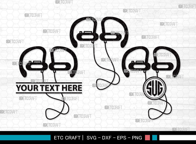 Earphones monogram SVG | Headphone Svg | Music Svg | Headset Svg | Earphones Clipart SVG ETC Craft 