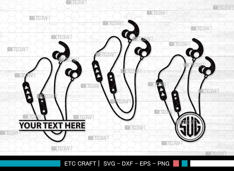 Earphones monogram SVG | Headphone Svg | Music Svg | Headset Svg | Earphones Clipart SVG ETC Craft 