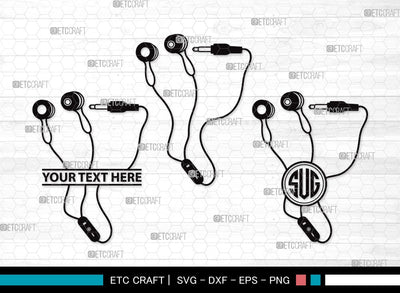 Earphones monogram SVG | Headphone Svg | Music Svg | Headset Svg | Earphones Clipart SVG ETC Craft 