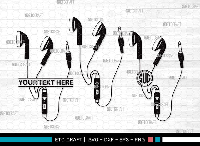 Earphones monogram SVG | Headphone Svg | Music Svg | Headset Svg | Earphones Clipart SVG ETC Craft 