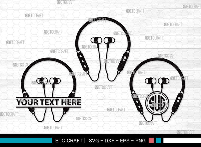 Earphones monogram SVG | Headphone Svg | Music Svg | Headset Svg | Earphones Clipart SVG ETC Craft 