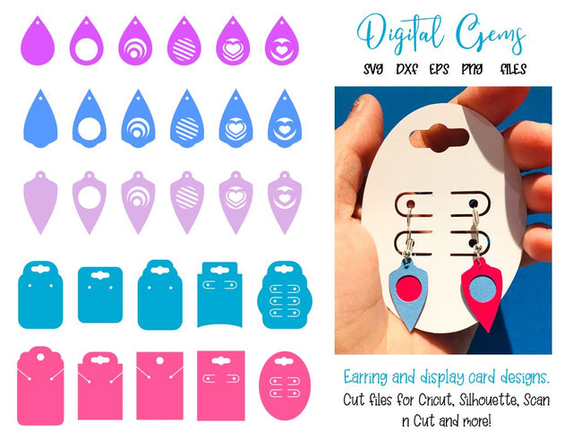 Earring and display card designs SVG / DXF / EPS / PNG files SVG Digital Gems 