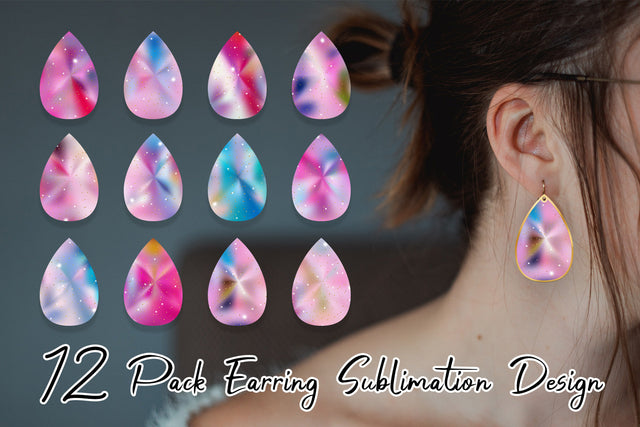Earring bundle metallic gradient pink color Sublimation artnoy 