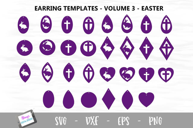 Earring Bundle - Vol. 3 - 30 Easter Earring Templates SVG Stacy's Digital Designs 
