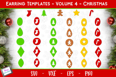 Earring Bundle - Vol. 4 - 35 Christmas Earring Templates SVG Stacy's Digital Designs 