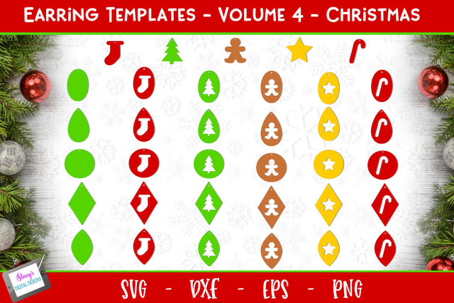 Earring Bundle - Vol. 4 - 35 Christmas Earring Templates SVG Stacy's Digital Designs 