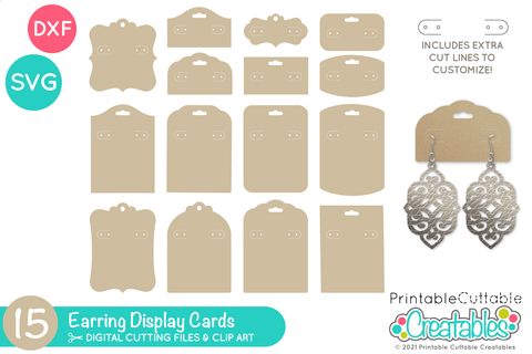Earring Display Cards SVG SVG Printable Cuttable Creatables 