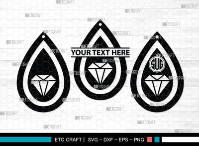 Earring Monogram, Earring Silhouette, Earrings Svg, Jewelry Svg, Stacked Earring Svg, SB00189 SVG ETC Craft 