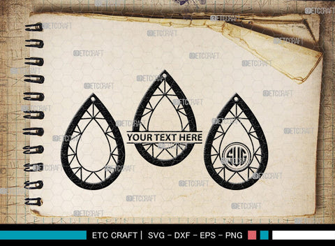 Earring Monogram, Earring Silhouette, Earrings Svg, Jewelry Svg, Stacked Earring Svg, SB00189 SVG ETC Craft 