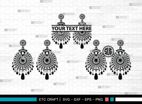 Earring Monogram, Earring Silhouette, Earrings SVG, Jewelry Svg, Stacked Earring Svg, SB00190 SVG ETC Craft 