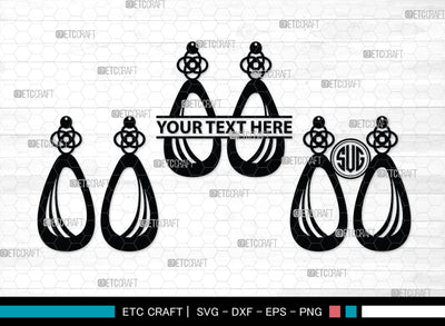 Earring Monogram, Earring Silhouette, Earrings SVG, Jewelry Svg, Stacked Earring Svg, SB00190 SVG ETC Craft 