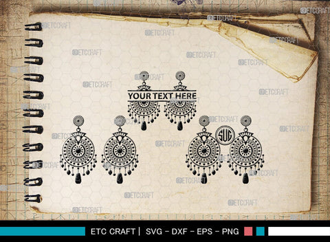 Earring Monogram, Earring Silhouette, Earrings SVG, Jewelry Svg, Stacked Earring Svg, SB00190 SVG ETC Craft 