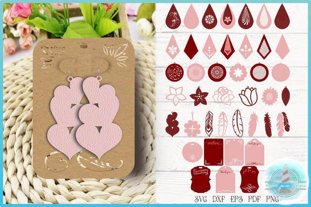 Earring Necklace Pendant Template SVG Bundle SVG Harbor Grace Designs 