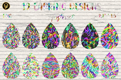 Earring Sublimation Bundle 1.Abstract Teardrop Earrings Wraps Sublimation oyonnidesign 