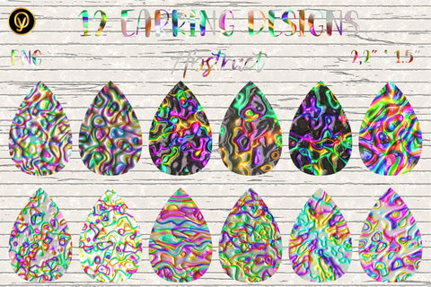 Earring Sublimation Bundle 1.Abstract Teardrop Earrings Wraps Sublimation oyonnidesign 