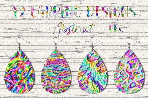 Earring Sublimation Bundle 1.Abstract Teardrop Earrings Wraps Sublimation oyonnidesign 