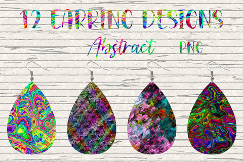 Earring Sublimation Bundle 2.Abstract Teardrop Earrings Wraps Sublimation oyonnidesign 