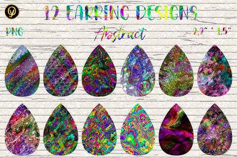 Earring Sublimation Bundle 2.Abstract Teardrop Earrings Wraps Sublimation oyonnidesign 